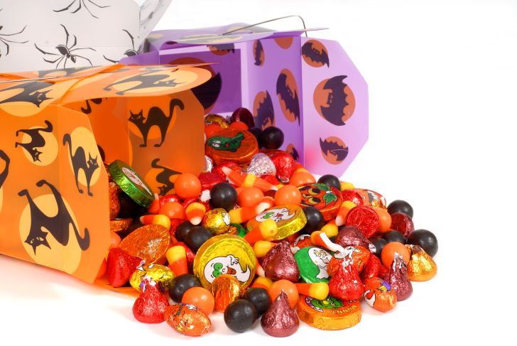 Halloween candy in chinese containers